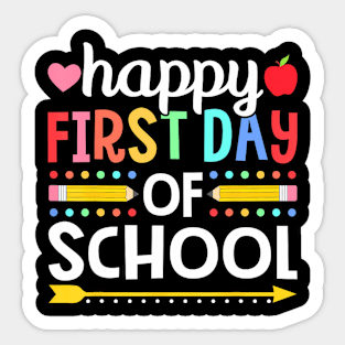 Happy First Day Of School Teachers Students Back To School Sticker